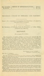 Cover of: Winnebago Indians of Nebraska and Wisconsin ...: Report. <To accompany H. R. 18849.>