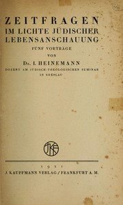 Cover of: Zeitfragen im Lichte jüdischer Lebensanschauung: fünf Vorträge