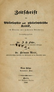 Cover of: Zeitschrift für philosophie und philosophische kritik ...