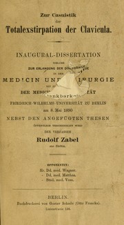 Cover of: Zur Casuistik der Totalexstirpation der Clavicula