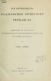 Cover of: Zur Entwickelung italienischer Dichtungen Petrarcas