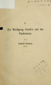 Cover of: Zur Würdigung Comte's und des Positivismus