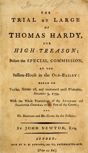 Cover of: The trial at large of Thomas Hardy for high treason | Hardy, Thomas