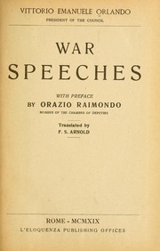 Cover of: War speeches by Vittorio Emanuele Orlando