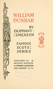 Cover of: William Dunbar by William Henry Oliphant Smeaton