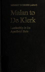 Cover of: Malan to de Klerk by Laurence Boulle