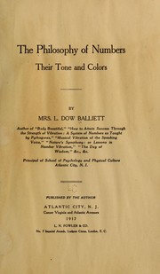 Cover of: The philosophy of numbers: their tone and colors