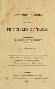 Cover of: An analytical inquiry into the principles of taste by Richard Payne Knight