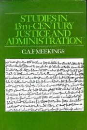 Cover of: Studies in 13th-century justice and administration