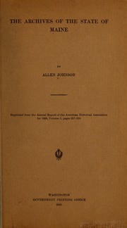 Cover of: The archives of the state of Maine