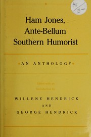 Cover of: Ham Jones, ante-bellum Southern humorist: an anthology
