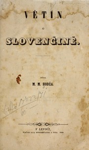 Cover of: Vétin o Slovenčině