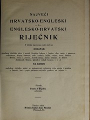 Cover of: Najveći hrvatsko-engleski i englesko-hrvatski riječnik ...