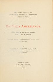 Cover of: Rig Veda americanus. by Daniel Garrison Brinton