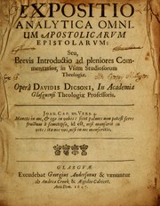 Cover of: Expositio analytica omnium apostolicarvm epistolarvm by Dickson, David