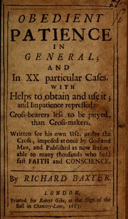 Cover of: Obedient patience in general by Richard Baxter