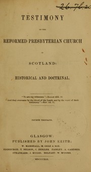 Cover of: Testimony of the Reformed Presbyterian Church in Scotland by Reformed Presbyterian Church (Scotland)