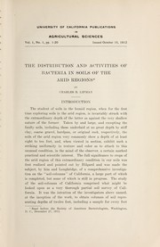 Cover of: The distribution and activities of bacteria in soils of the arid regions by C. B. Lipman