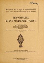 Cover of: Einfuhrung in die moderne Kunst by Fritz Burger