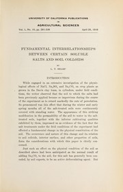 Cover of: Fundamental interrelationships between certain soluble salts and soil colloids.