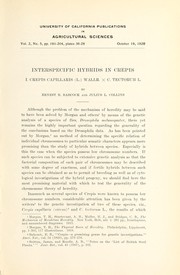 Cover of: Interspecific hybrids Crepis by E. B. Babcock