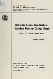 Cover of: Refraction seismic investigations Rosiclare fluorspar district, Illinois