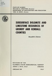 Cover of: Subsurface dolomite and limestone resources of Grundy and Kendall Counties