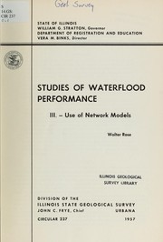 Cover of: Studies of waterflood performance: [pt.] III. Use of network models