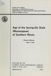 Cover of: Age of the Springville shale (Mississippian) of Southern Illinois