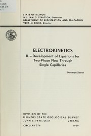 Cover of: Electrokinetics: II : Development of equations for two-phase flow through single capillaries