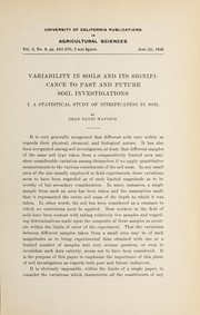 Cover of: Variability in soils and its significance to past and future soil investigations, I-[II]