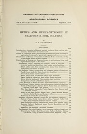 Cover of: Humus and humus-nitrogen in California soil columns by R. H. Loughridge
