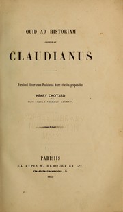 Cover of: Quid ad historiam conferat Claudianus ...
