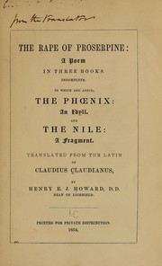 Cover of: The rape of Proserpine by Claudius Claudianus