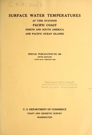 Cover of: Surface water temperatures at tide stations: Pacific Coast, North and South America and Pacific Ocean islands.