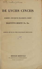 Cover of: De Luciis Cinciis scripsit