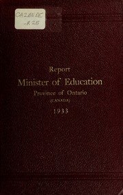 Cover of: REPORT OF THE MINISTER OF EDUCATION, ONTARIO by Ontario. Ministry of Education.