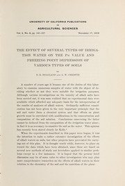 Cover of: The effect of several types of irrigation water on the pH value and freezing point depression of various types of soils