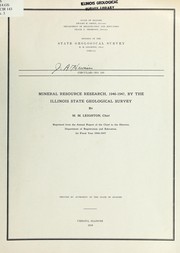 Cover of: Mineral resource research, 1946-1947, by the Illinois State Geological Survey