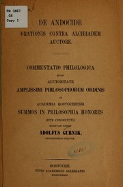 Cover of: De Andocide Orationis contra Alcibiadem auctore by Adolfus Gurnik