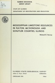 Cover of: Mississippian limestone resources in Fulton, McDonough, and Schuyler Counties, Illinois