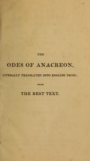 Cover of: The odes of Anacreon ...