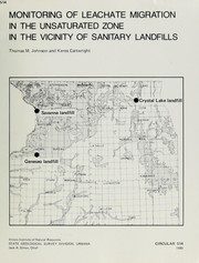 Monitoring of leachate migration in the unsaturated zone in the vicinity of sanitary landfills by Johnson, T. M.