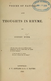 Cover of: Voices of nature and thoughts in rhyme