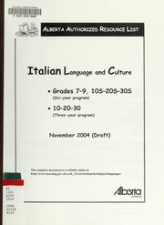 Cover of: Italian language and culture, Grades 7-9, 10S-20S-30S (six year program), 10-20-30: Alberta authorized resource list