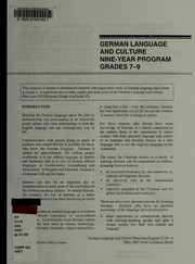 Cover of: German language and culture nine-year program grades 7-9 by Alberta. Alberta Education