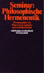 Cover of: Seminar: Philosophische Hermeneutik by 
