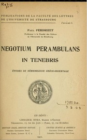 Cover of: Negotium Perambulans in Tenebris: études de démonologie gréco-orientale.