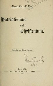 Cover of: Patriotismus und Christentum by Lev Nikolaevič Tolstoy