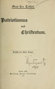 Cover of: Patriotismus und Christentum by Лев Толстой